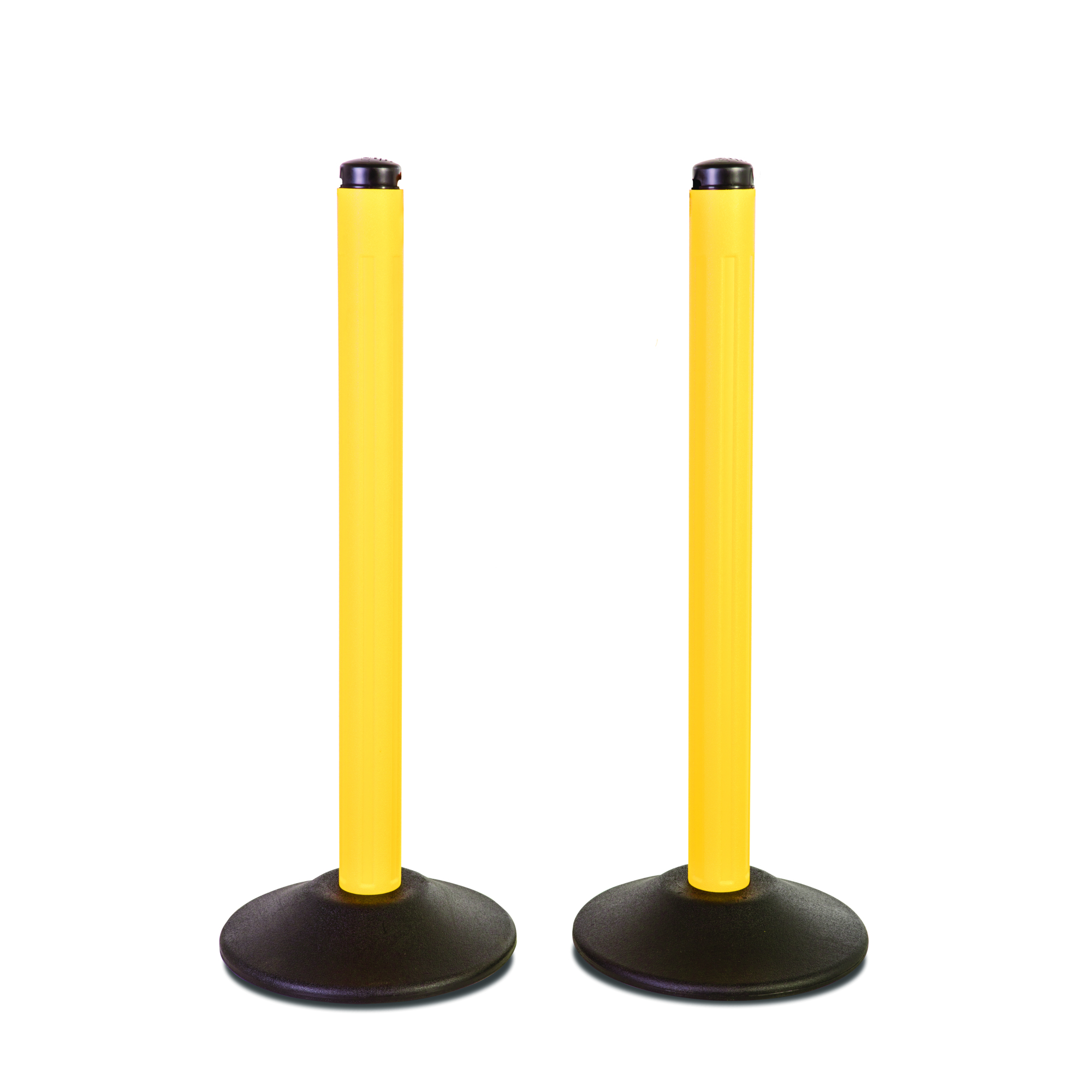 US Weight, Made in the USA, NEW ChainBoss Plastic Stanchions Crowd Control Barriers, Yellow Post, No Chain, 15lb. Weighted Base, 2 pack, Model #U2207NC